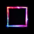 Neon frame with glow, sign and light background. Square. Night club signboard with empty space for logo or text. Vector