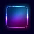 Neon frame. Rectangle or square shape glow border on the black background. Vector illustration for neon glowing banner