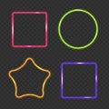 Neon Frame, Rectangular, Star and Round Buttons on Checkered Ab Royalty Free Stock Photo