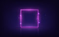 Neon frame. Shining square banner. Isolated on transparent background