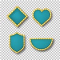 Neon frames, banners, in form of square, heart, shield, semicircle