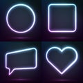 Neon frames. Vector neon lights. Set of realistic frames Royalty Free Stock Photo