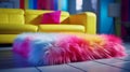 Neon Fur Rug Ottoman: A Vibrant And Quirky Addition To Living Rooms