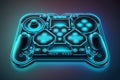 Neon Future Game controller created with generative AI technology Royalty Free Stock Photo