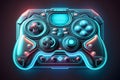 Neon Future Game controller created with generative AI technology Royalty Free Stock Photo