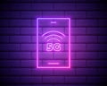 Neon 5G network Icon, Mobile Technology. Neon Sign, Wireless 5G internet connection with High speed data transfer rate Royalty Free Stock Photo