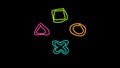 Neon game button abstract illustration on black background