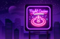 Neon gamer background. Video play concept with control electronic logo, night pc sign, poster and banner template. Slot