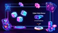 Neon gaming scene featuring virtual card predictions and casino elements in an immersive digital environment Generative Royalty Free Stock Photo
