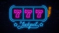Neon gaming slot machine 777 Royalty Free Stock Photo