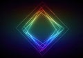 Abstract Geometric Neon Rhombus Shape with Colorful Gradient Glow on Dark Background Royalty Free Stock Photo