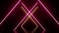 Neon geometric lines. Neon animation on a black background. White cross glows c lines pink glow shapes geometric pattern