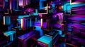 Neon Geometric Marvel: Futuristic Architectural Abstract