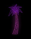 Neon geometric pink-purple palm tree in retrowave style