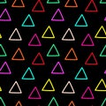 Neon geometric pop doodle hand-drawn triangles seamless pattern Royalty Free Stock Photo