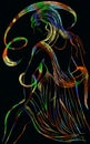 Neon girl dancing. Royalty Free Stock Photo