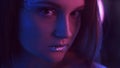 Neon girl portrait glamour makeup woman glitter