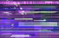 Neon glitch banner in cyberpunk style. Vector illustration with deep effect of interference, background, noise, glitch