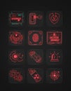Neon Glitch Hacking Icons for Cyber Security Failure UI Royalty Free Stock Photo