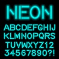 Neon glow alphabet custom handcrafted font. Royalty Free Stock Photo