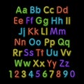 Neon glow alphabet. Vector. design, party, retro, 3d, art, font,