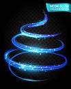 Neon Glow circles in motion blurred edges, magical glow tree, christmas colorful design. Abstract lights in a circular motion. Royalty Free Stock Photo