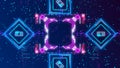 Neon glow cyber background. Futuristic hud concept. Circuit board style Royalty Free Stock Photo