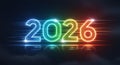 2026 Neon Glow with Dynamic Light Trails on Dark Background Royalty Free Stock Photo