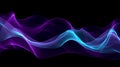 Neon glow dynamic wavy smoke in gradient blue and purple colors futuristic technology abstract background. Generative AI Royalty Free Stock Photo