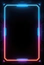 Neon Glow Frame: Futuristic Digital Art Royalty Free Stock Photo
