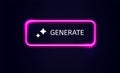 Neon Glow Generate Buttons Set for Modern UI Design, Web Applications, and Game Interfaces Vector Illustration Royalty Free Stock Photo