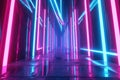 Neon glow lights retro cyber triangle blue purple glow glowing lights abstract grunge concrete tunnel room sci fi futuristic empty Royalty Free Stock Photo