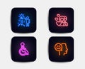 Creative idea, Couple and Disabled icons. Good mood sign. Startup, Valentines day, Handicapped wheelchair. Vector