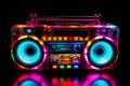 Neon Glow Retro Boombox