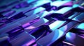 Neon glow shiny purple blocks surface 3D illustration, futuristic techonolgy abstract background. Generative AI