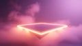 Neon Glow Triangle Amidst Pink Fog - Abstract Illuminated Object Royalty Free Stock Photo