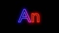 neon glowing adobe animate logo image on black background Royalty Free Stock Photo