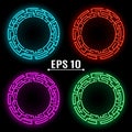 Neon glowing banners of different colors .Techno Geometric Vector Circle. Modern Science. Abstract Background Royalty Free Stock Photo