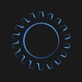 Neon glowing cogwheel icon isolated on black background. Design element in concept of technology, mechanism