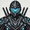 Neon-Glowing Cyborg Warrior Royalty Free Stock Photo