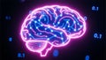 Neon Glowing Digital Brain Representing an Advanced AI Intelligence Concept Royalty Free Stock Photo