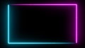 Neon glowing frame background. Laser show border.