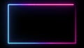 Neon glowing frame background. Laser show border.