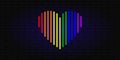 Neon glowing heart in the colors of the LGBT rainbow. Banner for LGBT Community Pride Month. Brick wall banner Royalty Free Stock Photo