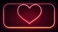 Neon Glowing Heart Frame on Dark Red Gradient Background With Empty Space for Custom Text and Creative Design Elements Royalty Free Stock Photo