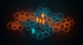 Neon glowing hexagons structure connect people Royalty Free Stock Photo