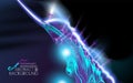 Neon glowing hi-tech futuristic abstract background. Design Sample of alien technology. Layout cover violet and black corporate Royalty Free Stock Photo