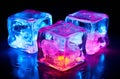 Neon glowing ice cubes on dark background Royalty Free Stock Photo