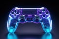 Neon glowing joystick gamepad, game console or game controller