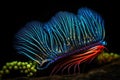 neon glowing microorganisms in colors on a black background.